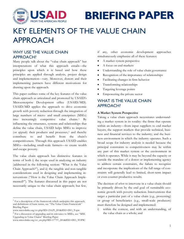 The Value Chain Approach