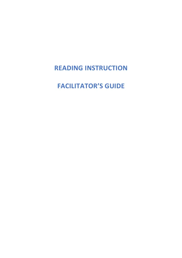 Facilitator’s Guide for Teaching Reading with Decodable Readers