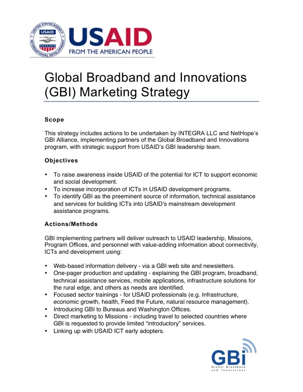 Global Broadband and Innovations (GBI) Marketing Strategy