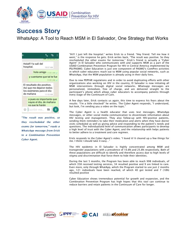 WhatsApp: A Tool to Reach MSM in El Salvador, One Strategy that Works