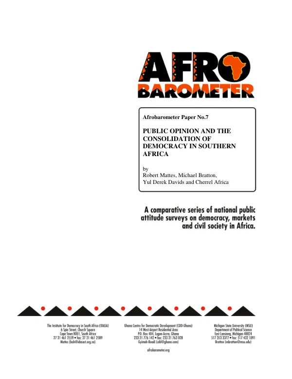 Public opinion and the consolidation of democracy in southern Africa