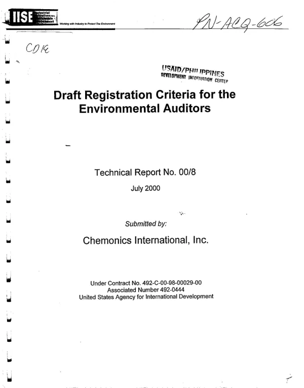 Draft registration criteria for the environmental auditors