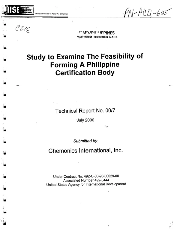 Study to examine the feasibility of forming a Philippine certification body
