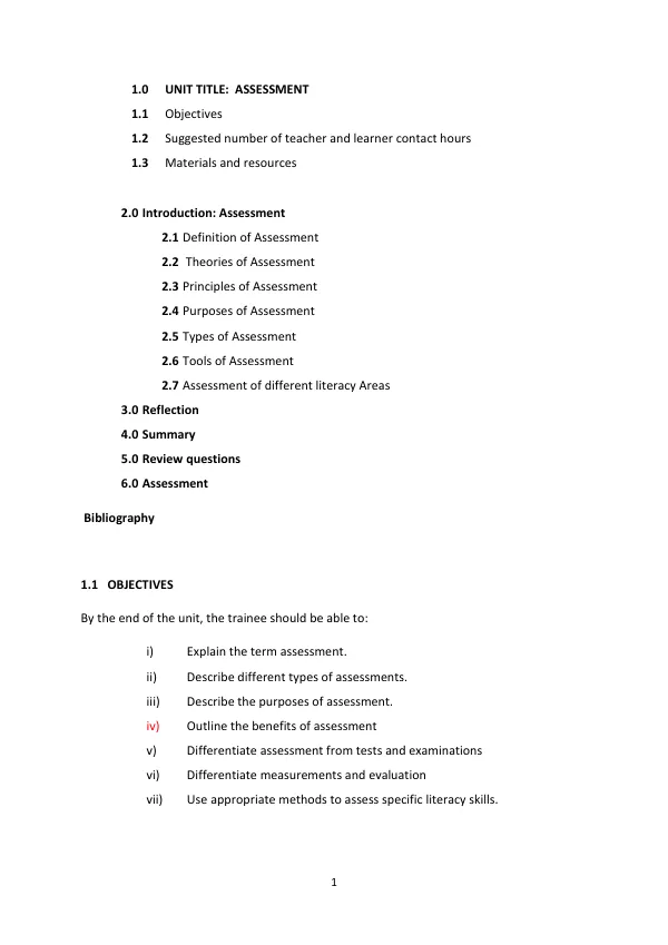 Assessment: A Guide for Teachers