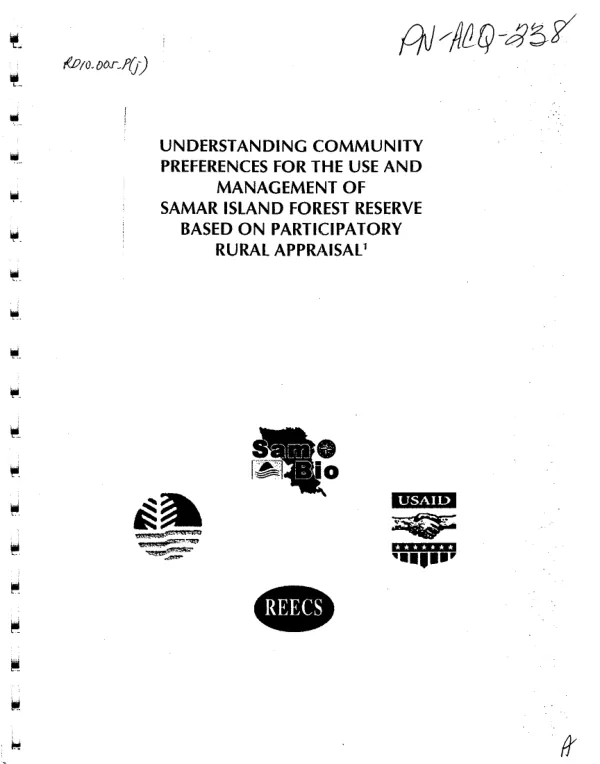 Understanding community preferences for the use and management of Samar Island[, Philippines] Forest Reserve based on participatory rural appraisal
