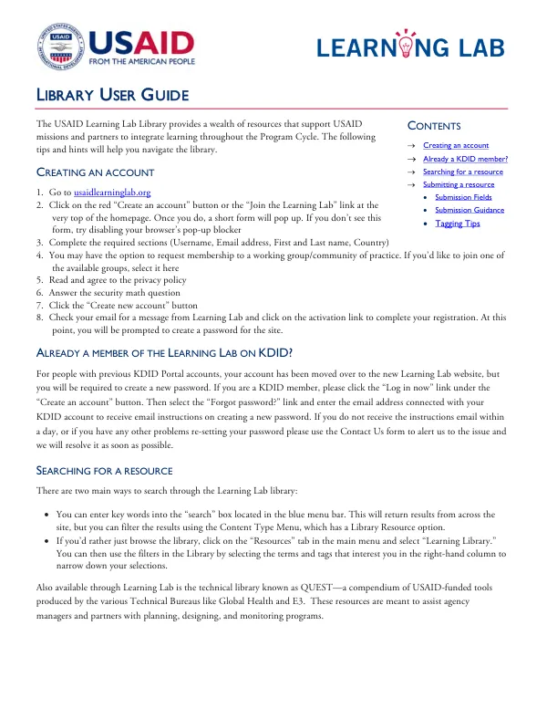 USAID Learning Lab Library User Guide