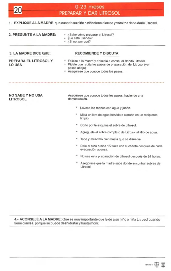 Recomendaciones para el uso de Litrosol en casos de diarrea en niños
