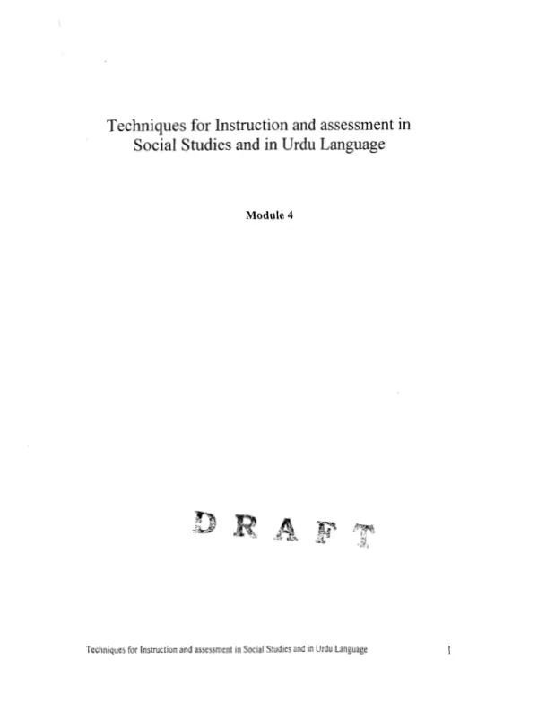 Techniques for Instruction and Assessment in Social Studies and in Urdu Language