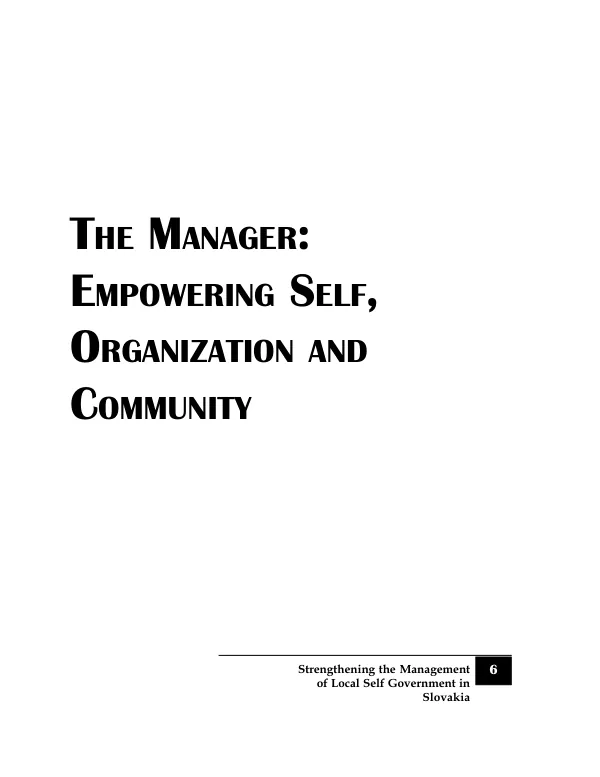 Strengthening the Management of Local Self Government in Slovakia