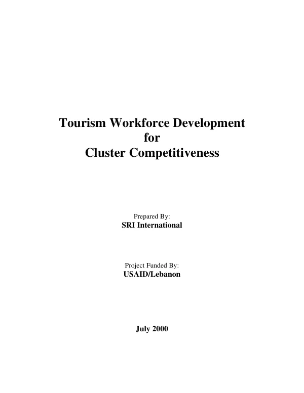 Tourism workforce development for cluster competitiveness