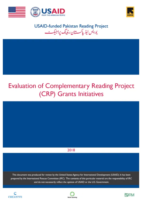 Evaluation of Complementary Reading Project (CRP) Grants Initiatives