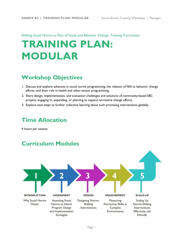 Training Plan: Modular Social Norms Training Workshop