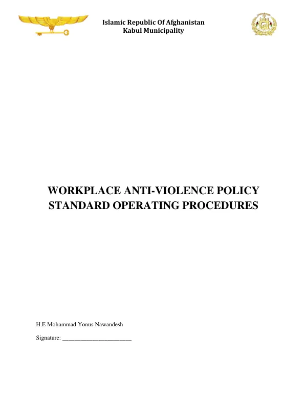 Workplace Anti-Violence Policy and Standard Operating Procedures