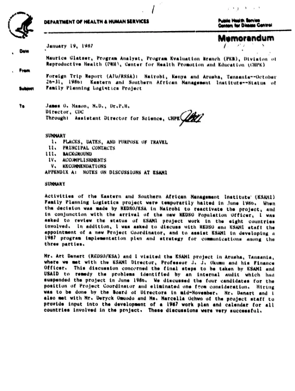 Memorandum: Foreign Trip Report (AJIj/RSA)