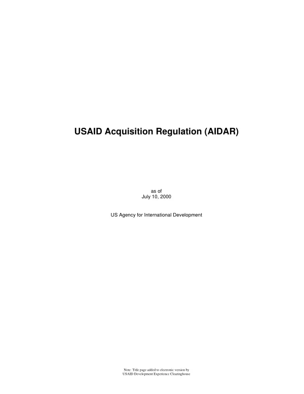 USAID acquisition regulation (AIDAR)