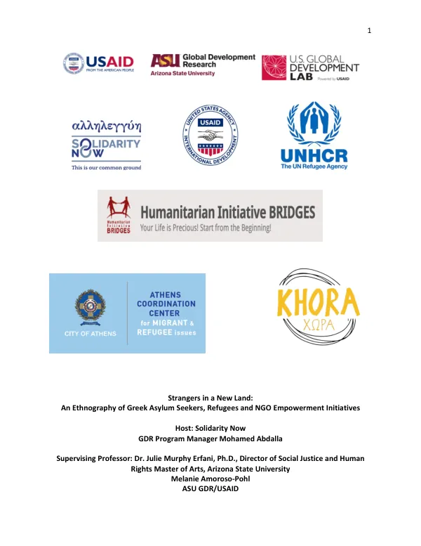Strangers in a New Land: An Ethnography of Greek Asylum Seekers, Refugees and NGO Empowerment Initiatives