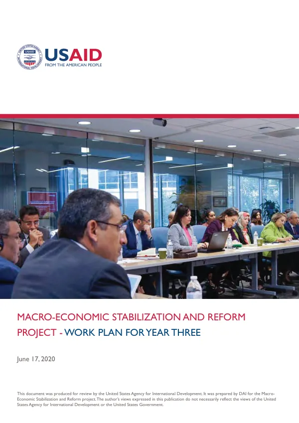 Macro-Economic Stabilization and Reform Project - Work Plan for Year Three