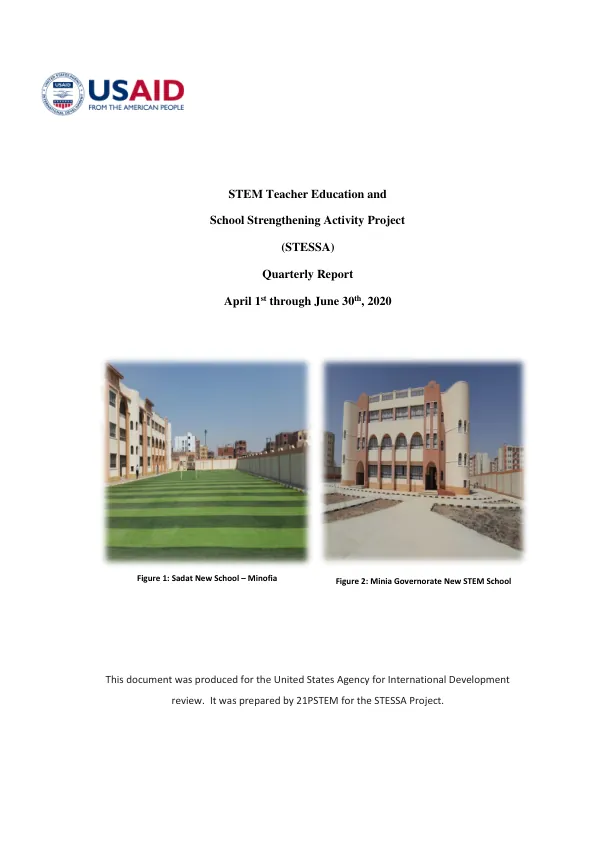 STEM Teacher Education and School Strengthening Activity Project (STESSA) Quarterly Report April 1st through June 30th, 2020
