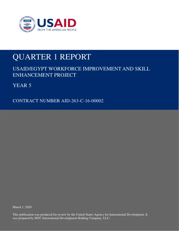 Quarter 1 Report: USAID/Egypt Workforce Improvement and Skill Enhancement Project: Year 5