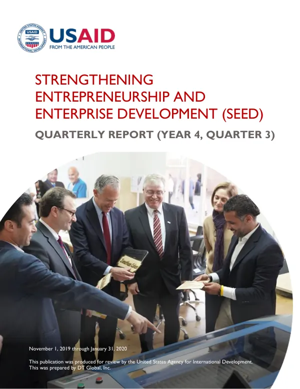 Strengthening Entrepreneurship and Enterprise Development (SEED) Quarterly Report (Year 4, Quarter 3)