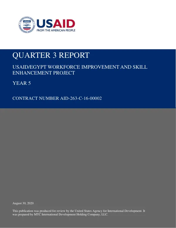 Quarter 3 Report: USAID/Egypt Workforce Improvement and Skill Enhancement Project: Year 5