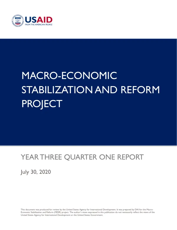 USAID MESR PROJECT YEAR THREE QUARTER ONE REPORT