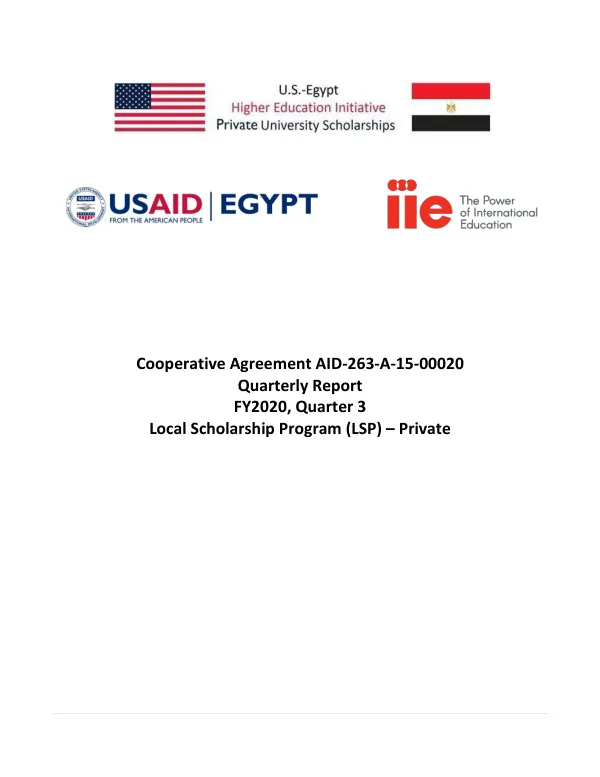 Local Scholarship Program FY2020 Q3 Progress Report