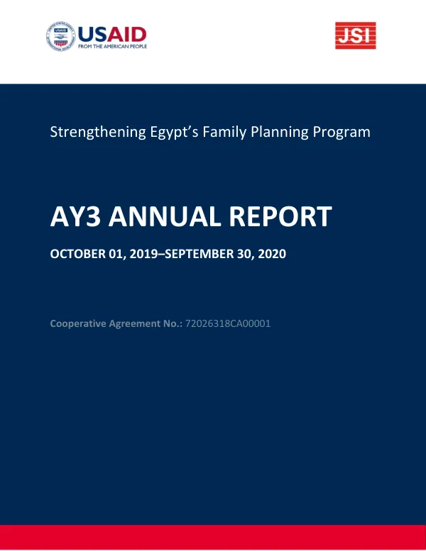 Strengthening Egypt’s Family Planning Program | AY3 Annual Report, October 2019–September 2020