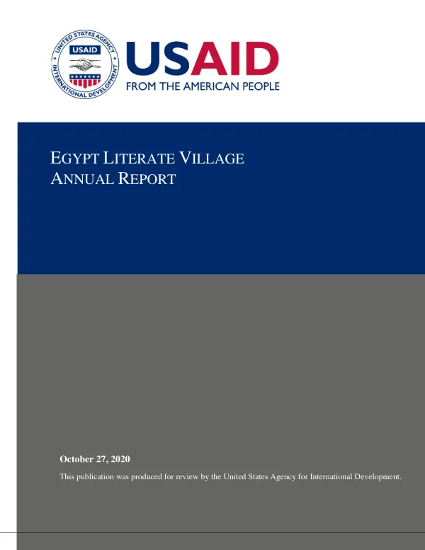 Egypt Literate Village Activity Annual Report (October 1, 2019 – September 30, 2020)