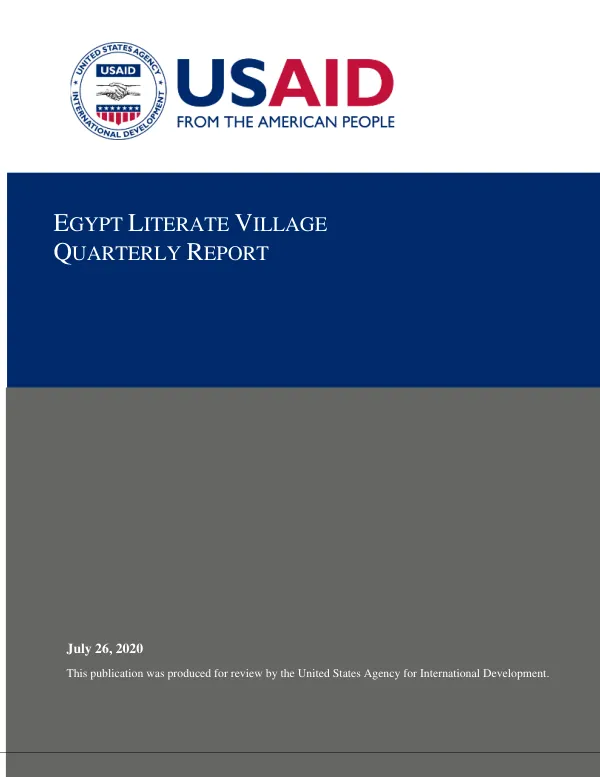 Egypt Literate Village Quarterly Report (April 1 – June 30, 2020)