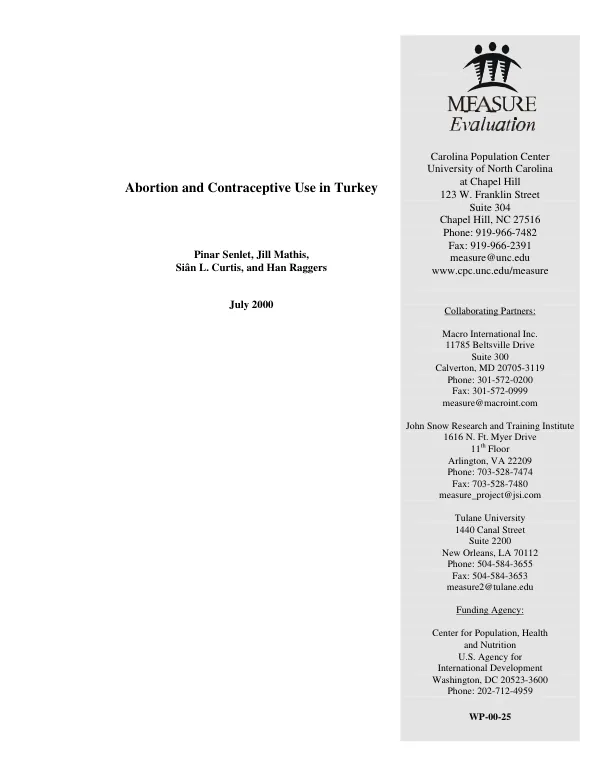Abortion and contraceptive use in Turkey