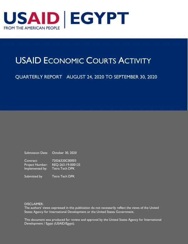 USAID Economic Courts Activity Quarterly Report August 24, 2020 to September 30, 2020