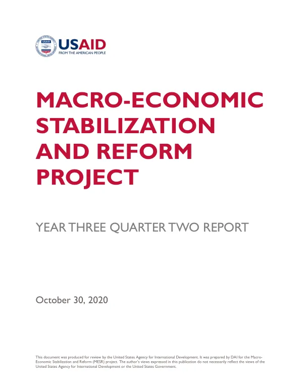 Year Three Quarter Two Report: Macro-Economic Stabilization and Reform Project