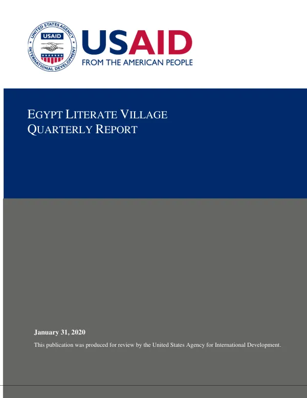 Egypt Literate Village Quarterly Report (October 1, December 31, 2019)