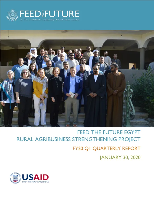 Feed the Future Egypt Rural Agribusiness Strengthening Project FY20 Q1 Quarterly Report