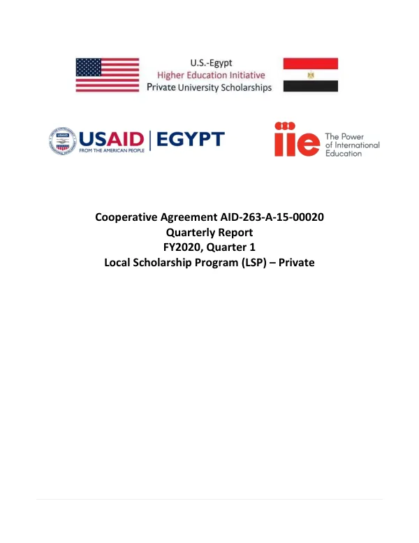 Local Scholarship Program FY2020 Q1 Progress Report