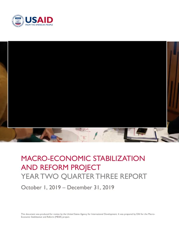 Macro-Economic Stabilization and Reform Project Year Two Quarter Three Report