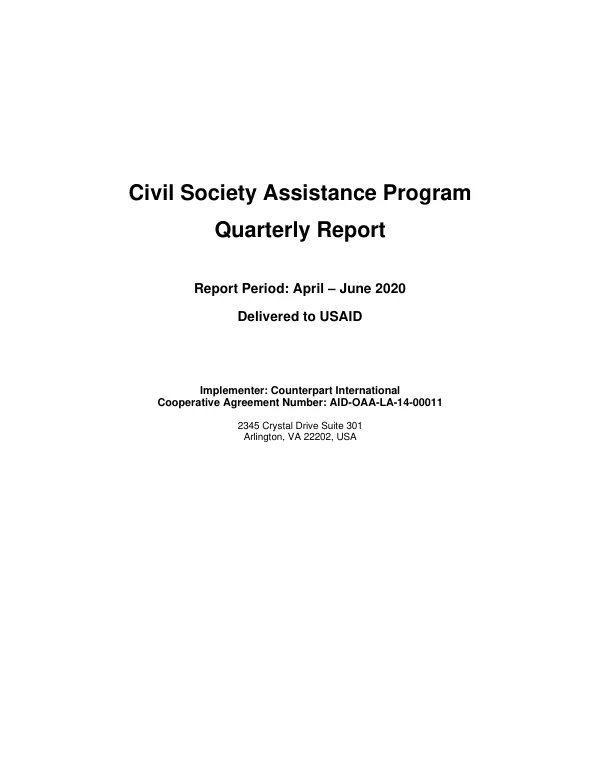 Civil Society Assistance Program Quarterly Report