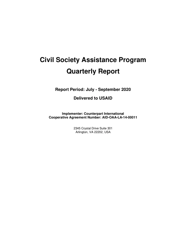 Civil Society Assistance Program Quarterly Report