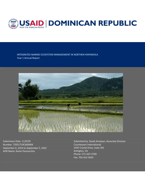 Integrated Marine Ecosystem Management in Northern Hispaniola Year 1 Annual Report