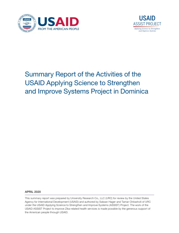 Summary Report of the Activities of the USAID Applying Science to Strengthen and Improve Systems Project in Dominica