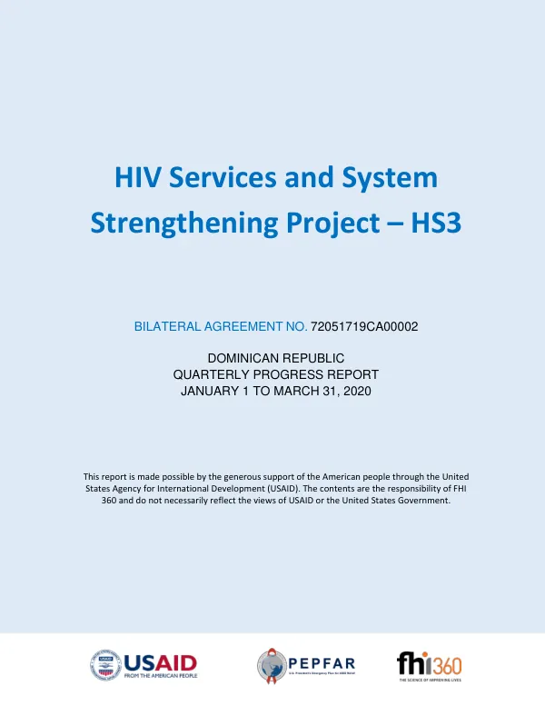 HIV Services and System Strengthening Project – HS3 Quarterly Progress Report January 1 to March 31, 2020