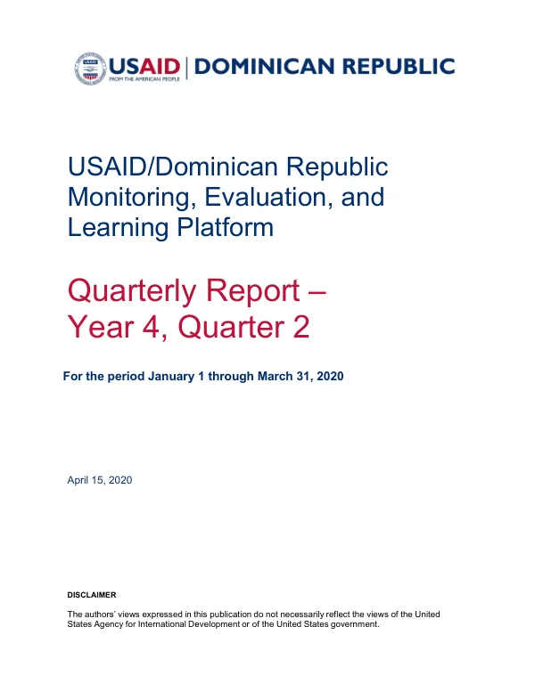 USAID DR MEL Activity Quarterly Report