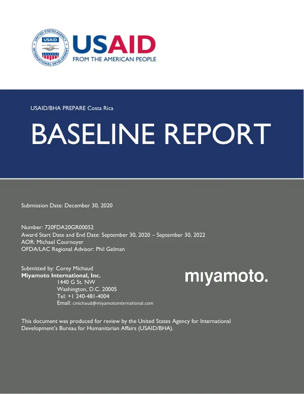 Baseline Report: Strengthening Deployable Damage Assessment Capacity in Costa Rica