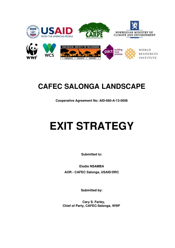 Exit Strategy for CAFEC Salonga Program