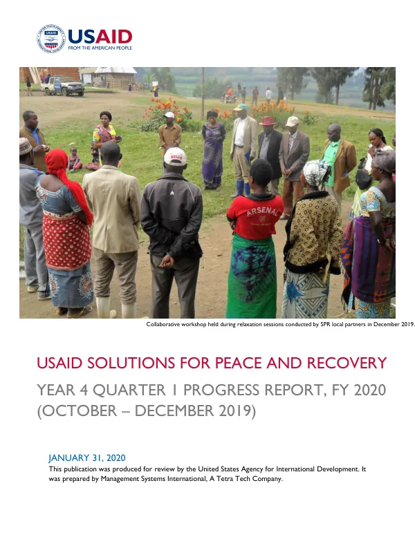 USAID Solutions for Peace and Recovery Year 4 Quarter 1 Progress Report, FY 2020