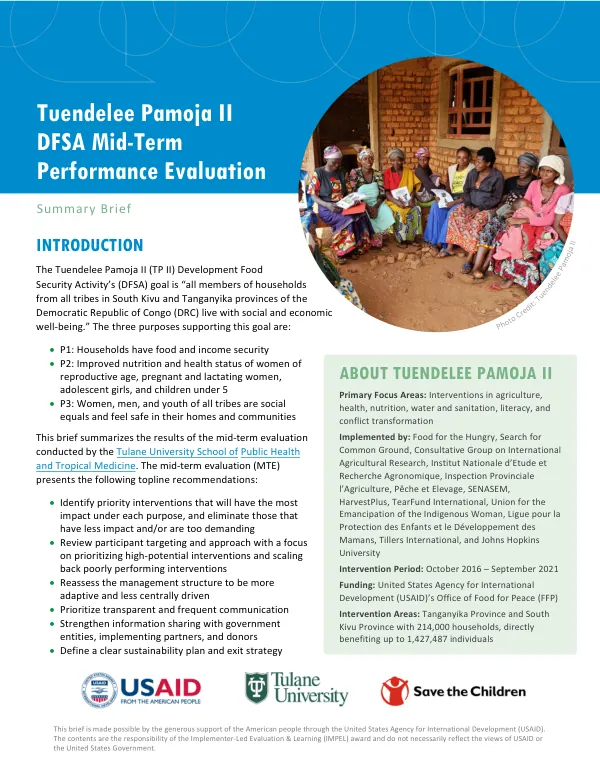 Tuendelee Pamoja II DFSA Mid-Term Performance Evaluation
