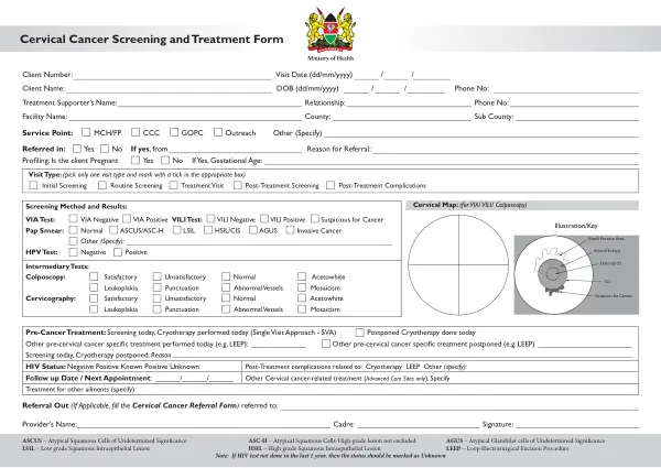 Cervical Cancer Screening and Treatment Form