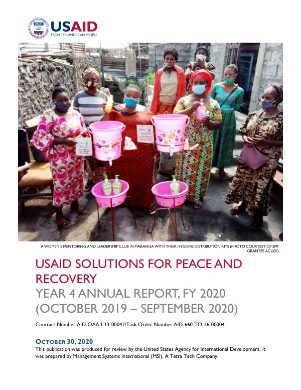 USAID Solutions for Peace and Recovery Year 4 Annual Report, FY 2020
