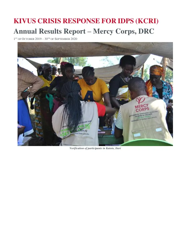 Annual Results Report – Mercy Corps, DRC